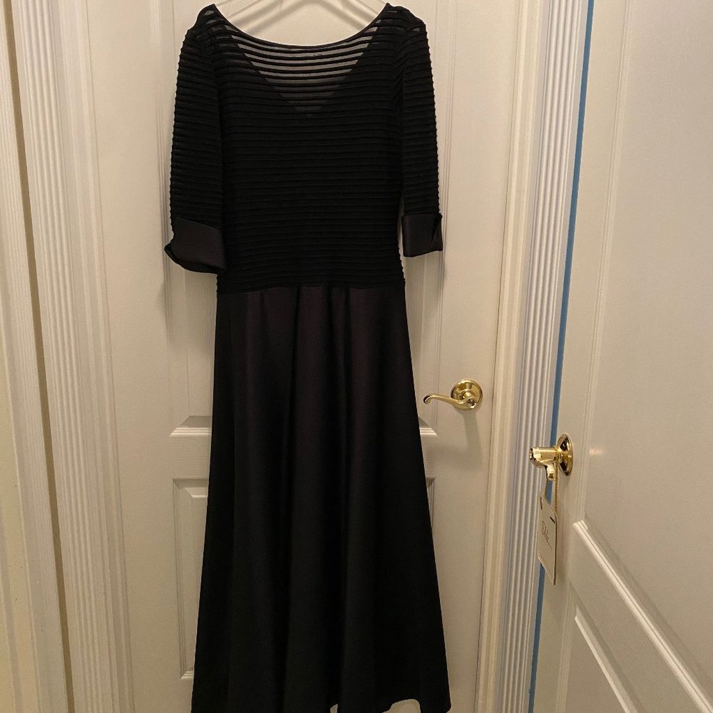 Holiday Gown with satin cuffs and skirt